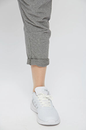 Gri Kadın Oversize Rahat Geniş %100 Pamuk Likra 3 lü Eşofman Takımı