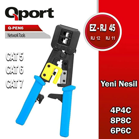 Q-Port Q-PEN6 Yeni Nesil Rj45 Rj11 Cat5 Cat6 Ağ Sıkma Pensesi Rj45 Pense