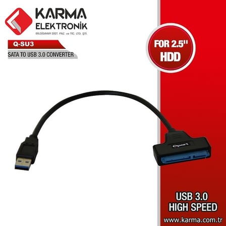 Qport Q-SU3 Sata To Usb 3.0 Çevirici - Kablo (Hdd, SSD Disk Usb Ara Kablosu)