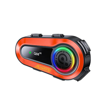 Q08 2X 1000m Telsiz Mesafeli Özellikli 2 Kişi Bağlantılı Bluetooth Kask Kulaklık Ekranlı Fenerli Mü