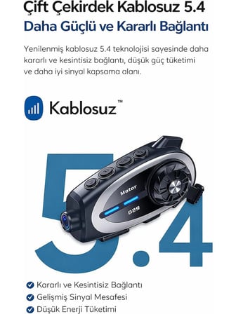Motorsiklet Kask Için Interkom & Kamera | 1080P Kayıt, 500 M Interkom, Ipx6 Su Geçirmez, Uzun Pil Ömrü