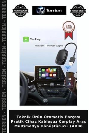 Teknik Ürün Otomotiv Parçası Pratik Cihaz Kablosuz Carplay Araç Multimedya Dönüştürücü TAB08