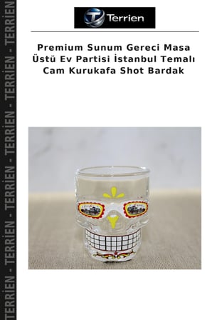 Premium Sunum Gereci Masa Üstü Ev Partisi İstanbul Temalı Cam Kurukafa Shot Bardak