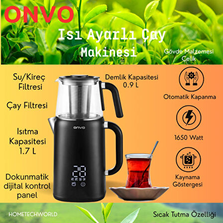 Onvo DİJİTAL Kontrol panel ve Isı Ayarlı Çay Makinesi