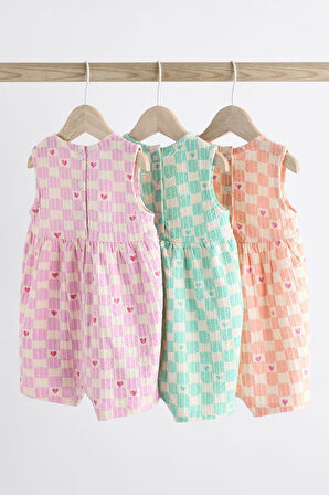 Next Baby % 100 Pamuklu Pembe Pastel 3’lü Romper Set