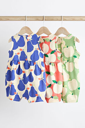 Next Baby % 100 Pamuklu Parlak Meyveler Romper 3’lü Set