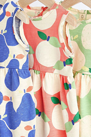 Next Baby % 100 Pamuklu Parlak Meyveler Romper 3’lü Set