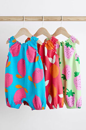 Next Baby % 100 Pamuklu Meyve Desenli 3’lü Romper Set
