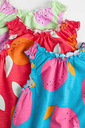 Next Baby % 100 Pamuklu Meyve Desenli 3’lü Romper Set