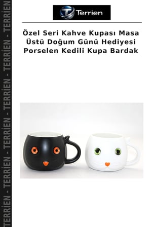 Özel Seri Kahve Kupası Masa Üstü Doğum Günü Hediyesi Porselen Kedili Kupa Bardak