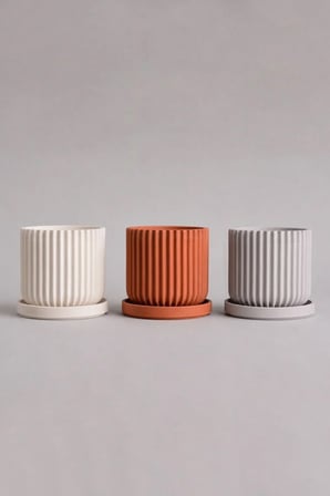 Dekoratif Beton Saksı V-110-AÇİK KREM