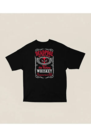 Deadpool Whiskey Baskılı Unisex Oversize Tişört
