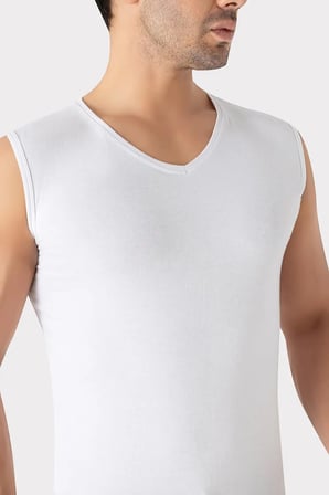 Özel Üretim 2'li Paket Erkek Beyaz V Yaka Kolsuz Tişört Atlet Günlük Esnek
