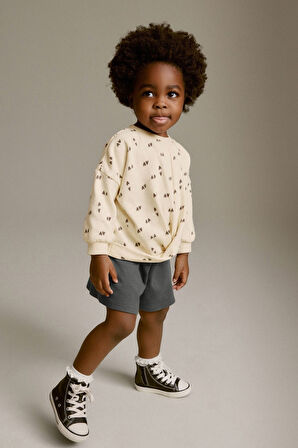 Next Baby Pamuklu Mono Kalpli Sweatshirt Şort Alt Üst Takım