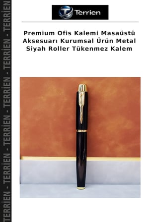 Premium Ofis Kalemi Masaüstü Aksesuarı Kurumsal Ürün Metal Siyah Roller Tükenmez Kalem