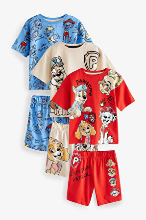 Next Baby % 100 Pamuklu Paw Patrol Baskılı Kısa Kollu Şortlu 3’lü Alt Üst Takım