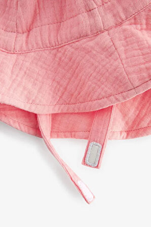 Pamuklu Pembe Geniş Kenarlı Şapka