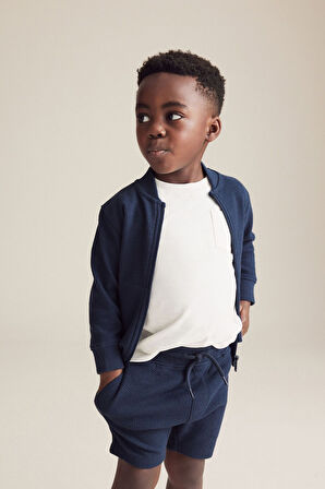 Next Baby Pamuklu Lacivert Uzun Kollu Ceket Şort Alt Üst Takım