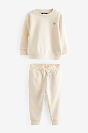 Next Baby Pamuklu Krem Kahve Sweatshirt Jogger Alt Üst Takım