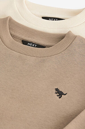 Next Baby Pamuklu Krem Kahve Sweatshirt Jogger Alt Üst Takım