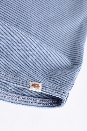 Next Baby Pamuklu Mavi Şerit Desenli Uzun Kollu 3’lü Alt Üst Takım