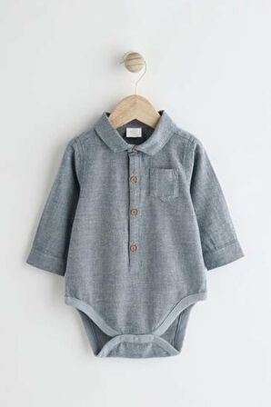 Next Baby Pamuklu Lacivert Smart Gömlek Pantolon Askı 3'lü Set