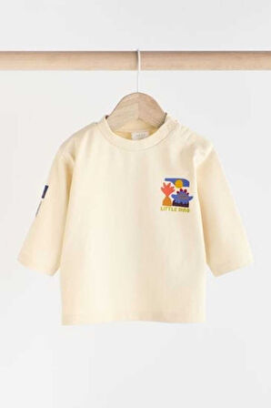 Next Baby Pamuklu Turuncu Krem Haki Uzun Kollu Sweatshirt Jogger 3'lü Alt Üst Takım