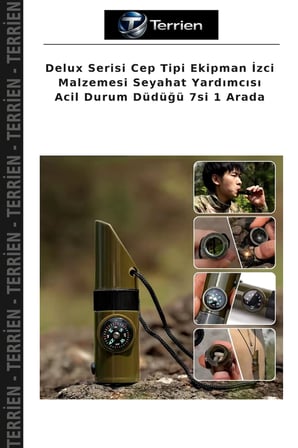 Delux Serisi Cep Tipi Ekipman İzci Malzemesi Seyahat Yardımcısı Acil Durum Düdüğü 7si 1 Arada