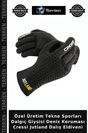 Özel Üretim Tekne Sporları Dalgıç Giysisi Deniz Koruması Cressi Jutland Dalış Eldiveni BLACK 5MM - M - NO:3