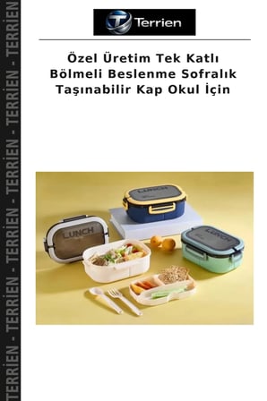 Özel Üretim Tek Katlı Bölmeli Beslenme Sofralık Taşınabilir Kap Okul İçin