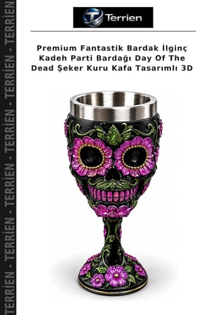Premium Fantastik Bardak İlginç Kadeh Parti Bardağı Day Of The Dead Şeker Kuru Kafa Tasarımlı 3D