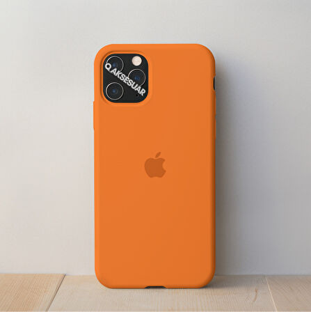 İphone 11 Uyumlu Içi Kadife Logolu Lansman Silikon Kılıf Kapak 