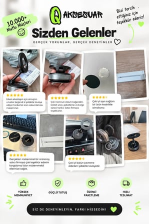 Manyetik Araç İçi Telefon Tutucu 360° Dönebilen Ayarlanabilir Vakumlu Stand MagSafe iPhone Android Uyumlu