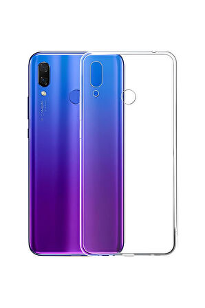 Huawei Y9 2019 Uyumlu Renksiz Silikon Şeffaf Telefon Kılıfı