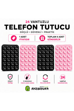 Vakumlu Slikon Vantuz Telefon Tutucu, Cep Telefonu İçin Yapışkanlı Kaymaz Tutucu Cama Yapışkanlı ( 1 ADET )