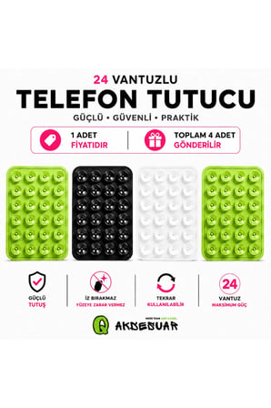 Vakumlu Slikon Vantuz Telefon Tutucu, Cep Telefonu İçin Yapışkanlı Kaymaz Tutucu Cama Yapışkanlı ( 1 ADET )