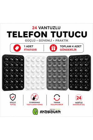 Vakumlu Slikon Vantuz Telefon Tutucu, Cep Telefonu İçin Yapışkanlı Kaymaz Tutucu Cama Yapışkanlı ( 1 ADET )