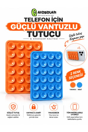 Güçlü Vantuzlu Telefon Tutucu Kaymaz Sabitleyici – Tüm Telefon Modelleri ile Uyumlu (1 ADET)
