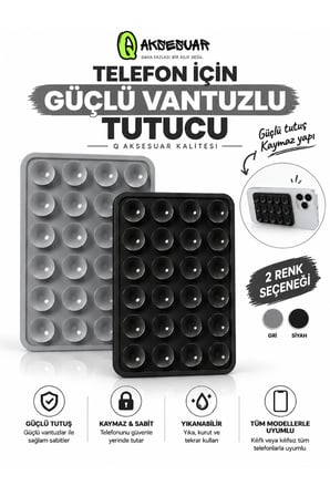 Güçlü Vantuzlu Telefon Tutucu Kaymaz Sabitleyici – Tüm Telefon Modelleri ile Uyumlu (1 ADET)