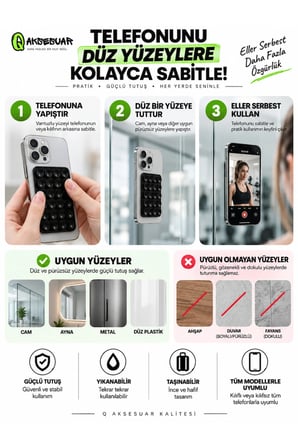 Güçlü Vantuzlu Telefon Tutucu Kaymaz Sabitleyici – Tüm Telefon Modelleri ile Uyumlu (1 ADET)