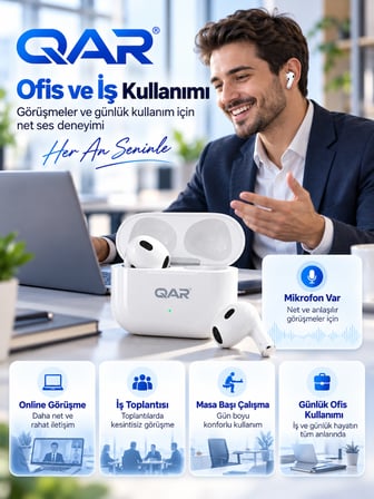 QAR 3.Nesil IOS Ve Android Uyumlu Bluetooth Kulaklık Air3