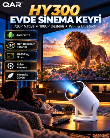 LED Multimedya Projeksiyon Cihazı HDMI USB Girişli Yüksek Parlaklık Kaplamalı Lens Ev Sineması Taşınabilir Projektör [Full HD Destekli]