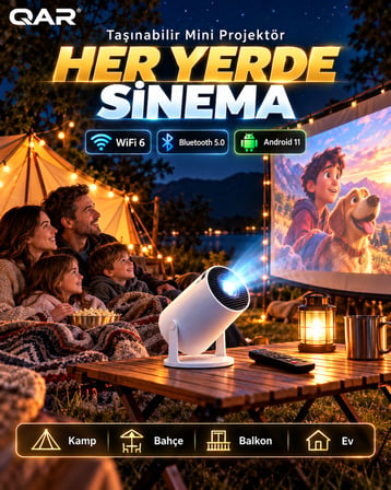 LED Multimedya Projeksiyon Cihazı HDMI USB Girişli Yüksek Parlaklık Kaplamalı Lens Ev Sineması Taşınabilir Projektör [Full HD Destekli]