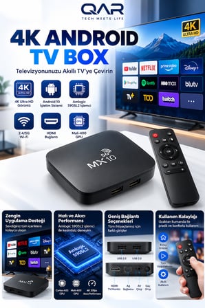 MX10-5G Android TV Box 4K Ultra HD Wi-Fi HDMI USB Ethernet Bağlantılı Akıllı TV Kutusu Medya Oynatıcı