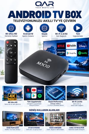 MX10-5G Android TV Box 4K Ultra HD Wi-Fi HDMI USB Ethernet Bağlantılı Akıllı TV Kutusu Medya Oynatıcı