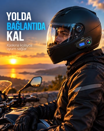 Q58-Max Motosiklet Kask Bluetooth Kulaklık İnterkomlu LCD Ekranlı Su Geçirmez Gürültü Önleyici Kablosuz Kask İçi Kulaklık