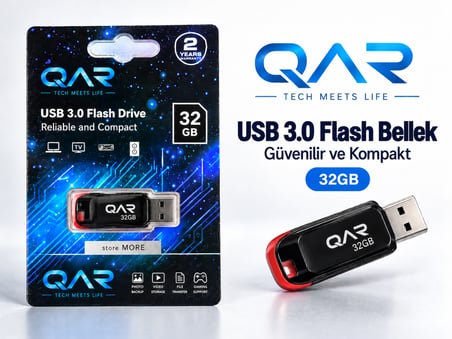 QAR Usb Flash Bellek Kompakt 32 GB USB 3.0 Garantili Güvenli