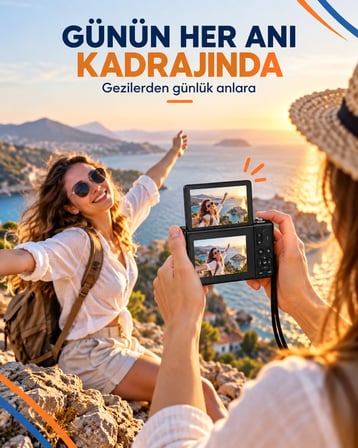 5k 75mp Hd Dijital Kamera 18x Dijital Zoom, Flaşlı,3.0 İnç Ekranlı Fotoğraf Makinesi