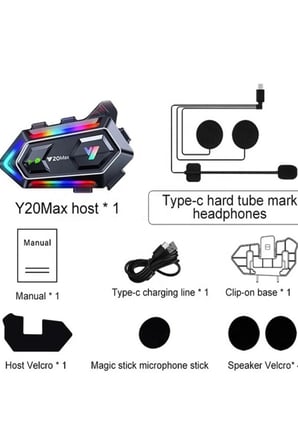 Motosiklet Kask Bluetooth Kulaklık Mikrofonlu Su Geçirmez Gürültü Önleyici RGB Işıklı Kablosuz Kask İçi Kulaklık [İnterkomlu]