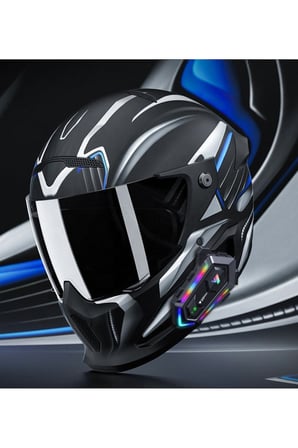 Motosiklet Kask Bluetooth Kulaklık Mikrofonlu Su Geçirmez Gürültü Önleyici RGB Işıklı Kablosuz Kask İçi Kulaklık [İnterkomlu]